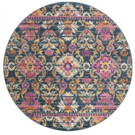 Safavieh 6 ft.-7 in. x 6 ft.-7 in. Round Madison Power Loomed Rug, Blue and Fuchsia MAD130C-7R
